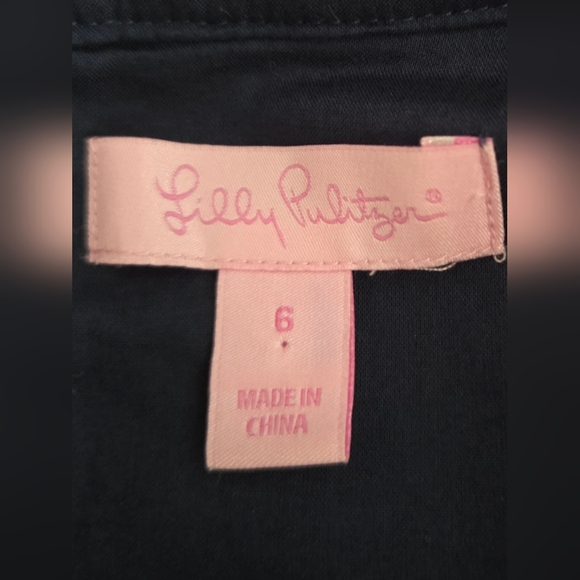 Lilly Pulitzer Carlton Shift Navy Dress with Embellished Neckline Size 6 - Picture 12 of 13